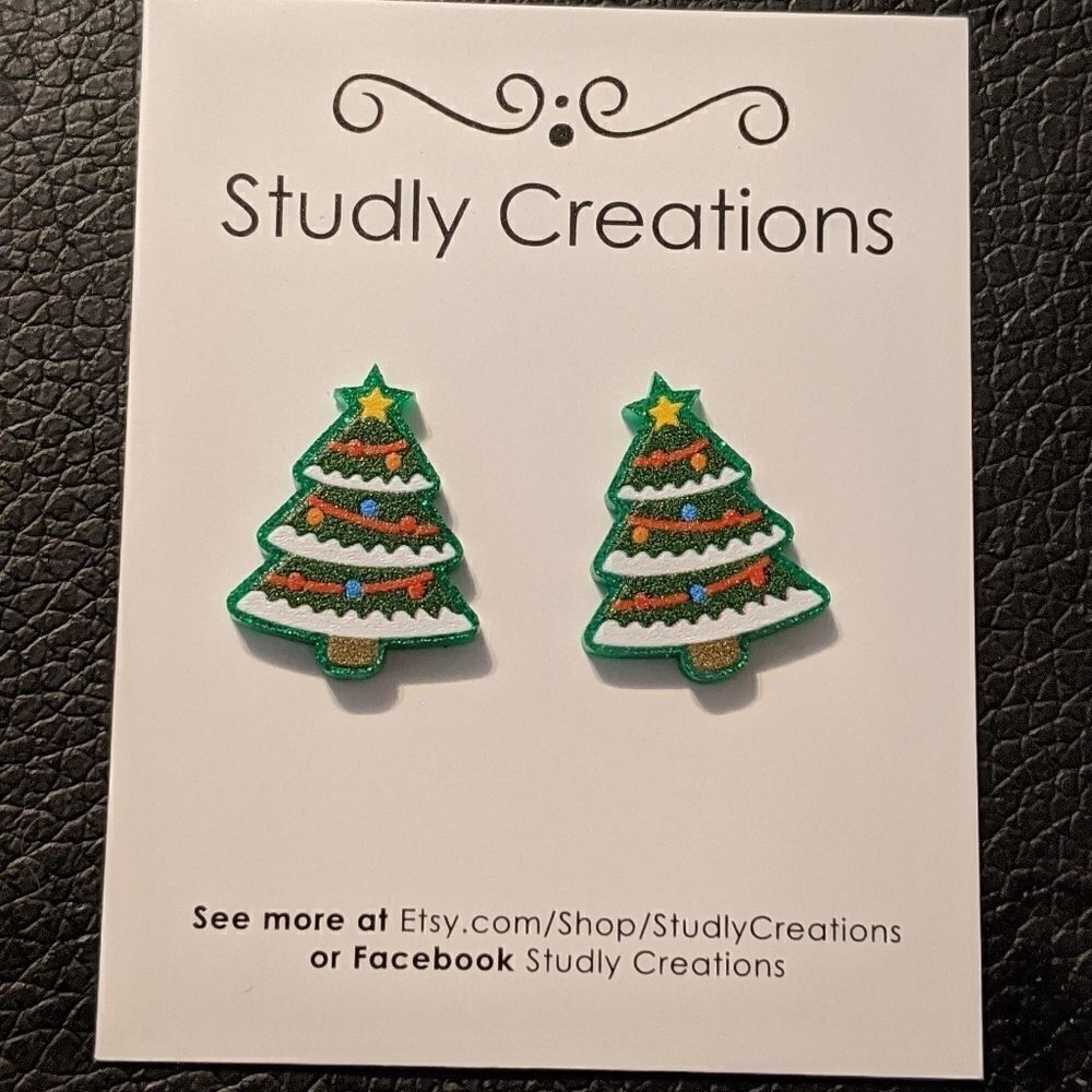 Studlycreations Christmas tree earrings